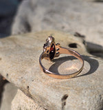 10ct gold Victorian garnet and diamond antique ring