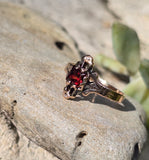 10ct gold Victorian garnet and diamond antique ring