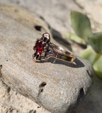 10ct gold Victorian garnet and diamond antique ring