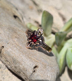 10ct gold Victorian garnet and diamond antique ring