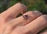 10ct gold Victorian garnet and diamond antique ring