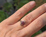 10ct gold Victorian garnet and diamond antique ring