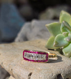 18ct gold & platinum Art Deco ruby and French cut diamond antique ring band