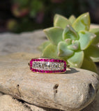 18ct gold & platinum Art Deco ruby and French cut diamond antique ring band