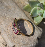 18ct gold & platinum Art Deco ruby and French cut diamond antique ring band