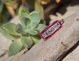 18ct gold & platinum Art Deco ruby and French cut diamond antique ring band