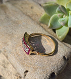 18ct gold & platinum Art Deco ruby and French cut diamond antique ring band