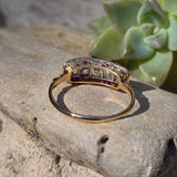 18ct gold & platinum Art Deco ruby and French cut diamond antique ring band