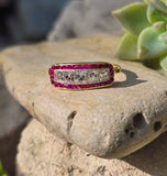 18ct gold & platinum Art Deco ruby and French cut diamond antique ring band
