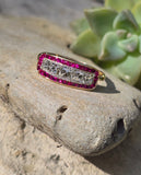 18ct gold & platinum Art Deco ruby and French cut diamond antique ring band