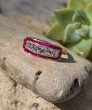 18ct gold & platinum Art Deco ruby and French cut diamond antique ring band