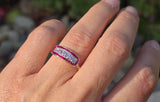 18ct gold & platinum Art Deco ruby and French cut diamond antique ring band