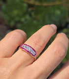 18ct gold & platinum Art Deco ruby and French cut diamond antique ring band