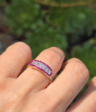18ct gold & platinum Art Deco ruby and French cut diamond antique ring band