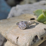 Platinum c.1920's filigree 7 diamond antique cluster ring