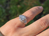 platinum c.1920's Art Deco diamond engagement ring - apx 2.04ct tw