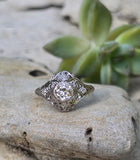 Platinum Art Deco c.1920's filigree European cut diamond ring