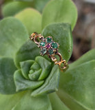 15ct gold emerald & ruby antique Georgian floral flower ring