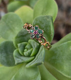 15ct gold emerald & ruby antique Georgian floral flower ring