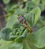 15ct gold emerald & ruby antique Georgian floral flower ring