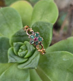 15ct gold emerald & ruby antique Georgian floral flower ring