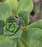 15ct gold emerald & ruby antique Georgian floral flower ring