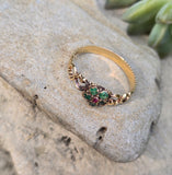 15ct gold emerald & ruby antique Georgian floral flower ring