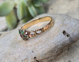 15ct gold emerald & ruby antique Georgian floral flower ring