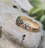 15ct gold emerald & ruby antique Georgian floral flower ring