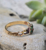 15ct gold emerald & ruby antique Georgian floral flower ring