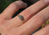 15ct gold emerald & ruby antique Georgian floral flower ring