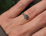 15ct gold emerald & ruby antique Georgian floral flower ring