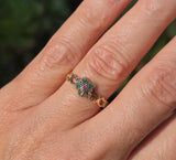 15ct gold emerald & ruby antique Georgian floral flower ring