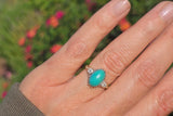 18ct & silver top Edwardian turquoise & mine cut diamond ring