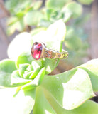 14k gold Victorian cabochon garnet antique ring