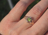 10k gold Victorian peridot and diamond antique ring HOLD