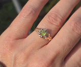 10k gold Victorian peridot and diamond antique ring HOLD