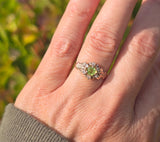 10k gold Victorian peridot and diamond antique ring HOLD