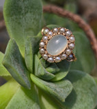 10k gold Victorian moonstone & seed pearl ring