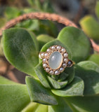 10k gold Victorian moonstone & seed pearl ring