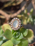 10k gold Victorian moonstone & seed pearl ring