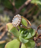 10k gold Victorian moonstone & seed pearl ring