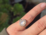10k gold Victorian moonstone & seed pearl ring
