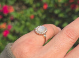 10k gold Victorian moonstone & seed pearl ring