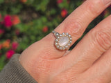 10k gold Victorian moonstone & seed pearl ring