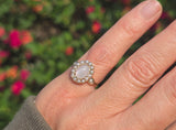 10k gold Victorian moonstone & seed pearl ring