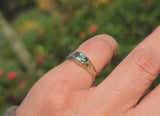 18k gold green tourmaline solitaire estate ring