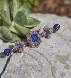 Silver top & 10ct Victorian diamond and blue sapphire doublet antique bar pin brooch