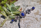 Silver top & 10ct Victorian diamond and blue sapphire doublet antique bar pin brooch