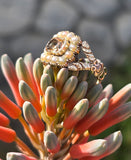 15ct gold Georgian natural topaz & pearl halo estate ring